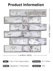 10pcs Faux Brick Peel And Stick Wall Panels, 3D Wall Tile Stickers, Brick Backsplash Waterproof Peel And Stick Tiles For Bathroom Room And Kitchen, Bedroom And Living Room Wall Decor, Vintage Rustic Decor - Multicolor - View 5