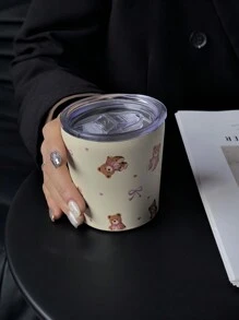 1 件 800 毫升泰迪熊蝴蝶结装饰双层不锈钢水瓶，咖啡/茶壶，适用于办公室、餐厅、户外、圣诞节、情人节、母亲节礼物 - 彩色 - 查看 13