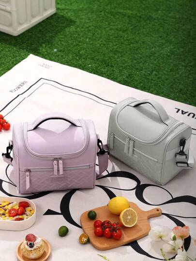 1pc 6.5L/8L Lunch Bag For Women Men,Student, Corduroy Lunch Bag,Leakproof Insulated Soft Large Lunch Cooler Bag - Reusable Lunch Box For Office Work School Picnic Beach School Organizer Bags,Teacher Storage Bags, Outdoor Ice Pack, Outdoor Thermal Pack, Classroom Bags,Classroom Organizer Bags