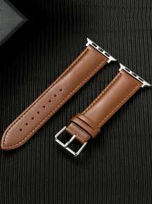 1 buc curea de ceas din piele maro pentru bărbați și femei, compatibilă cu Band S10 S9 S8 S7 41 mm 45 mm 46 mm Ultra 49 mm 44 mm 42 mm 38 mm 40 mm, sport, simplă, compatibilă cu seria