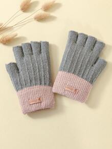 1 Pair Women's Winter Gloves With Cartoon Bear Embroidery, Outdoor Cycling Warm Fingerless Mittens+Winter Gear+Gloves Bear+Christmas - Fingerless Gloves - View 15