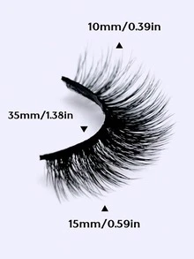 Asiteo 1 Pair Cat Eye False Eyelashes, Faux Mink, Fluffy & Natural, Soft Ends, False Lashes - 黑色 - 查看 4