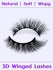 Asiteo 1 Pair Cat Eye False Eyelashes, Faux Mink, Fluffy & Natural, Soft Ends, False Lashes - 黑色 - 查看 2