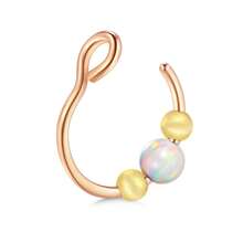 AVYRING 1pc Opal Faux Septum Ring, No Piercing Silver Fake Septum Ring Piercing, 8mm Clip On Septum Nose Ring,Clip On Tiny Faux Nose Hoop Piercing