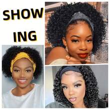 Afro Curly Headband Wig For Women Glueless Wig With Headband Heat Resistant Synthetic Wigs High-Quality Hair Wigs Suitable For Beginners,Daily Life,Cosplay,Holiday Curly Hair Hairband Wig
