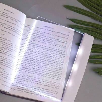 1 pieza Luz plana de libro LED, lámpara de mesilla para el dormitorio, luz de lectura cuidado de los ojos, lámpara de lectura nocturna multifuncional para estudiantes, requiere 3*pilas AAA (pilas no incluidas)