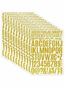 10pcs Metallic Foil Letter Stickers, DIY Waterproof Self-Adhesive Alphabet & Numeric Symbol Stickers For Gift Decoration Back To School School Supplies - Gold - View 10