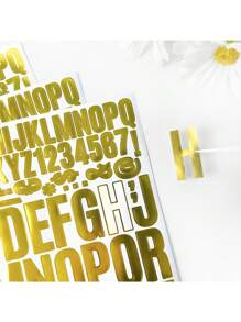 10pcs Metallic Foil Letter Stickers, DIY Waterproof Self-Adhesive Alphabet & Numeric Symbol Stickers For Gift Decoration Back To School School Supplies - Gold - View 4