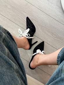 So Me Advan Pointy Toe Sneaker Pump Heel With Laces - Black - View 3