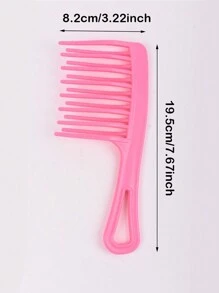 1 件粉色宽齿梳，双排齿，女士卷发刷，适合造型波浪/卷发，长发，防静电，家庭使用 - 多色 - 查看 4