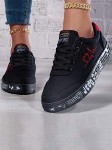 Women's Fashionable Low-Top Casual Sneakers, Solid Color Skate Shoes, Outdoor Leisure Walking Roller Skating Shoes