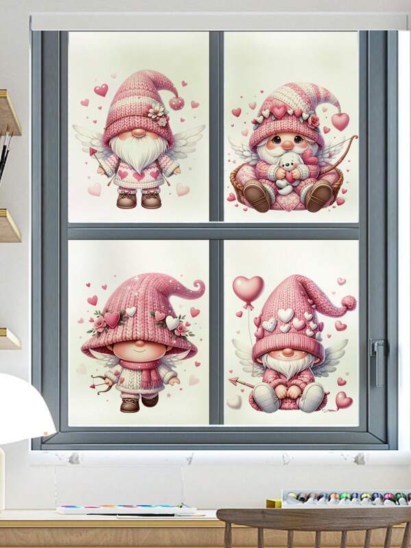 Adesivo de vinil para decoração de Dia dos Namorados, adesivos de parede de Dia dos Namorados para decoração de quarto, 1 adesivo de decoração de coração de anjo cupido para o Dia dos Namorados, adequado para vitrine, vidro, decoração de parede de quarto de casal, adesivos personalizados