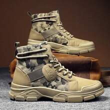 Men's Boots, High-Top Autumn/Winter, English Style Work Boots, American Retro Desert Motorcycle Outdoor Elevated Military Boots, Order 1 Size Up