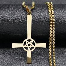 Omgekeerde Kruis Occult Pentagram Ketting Omgekeerde Kruis Gotische Satan Kettingen Satan Sieraden Cruz Invertida