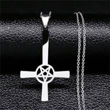 Omgekeerde Kruis Occult Pentagram Ketting Omgekeerde Kruis Gotische Satan Kettingen Satan Sieraden Cruz Invertida