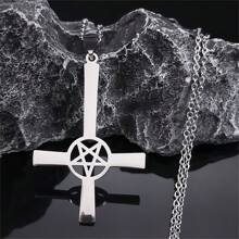 Omgekeerde Kruis Occult Pentagram Ketting Omgekeerde Kruis Gotische Satan Kettingen Satan Sieraden Cruz Invertida