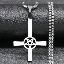 Omgekeerde Kruis Occult Pentagram Ketting Omgekeerde Kruis Gotische Satan Kettingen Satan Sieraden Cruz Invertida
