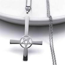 Omgekeerde Kruis Occult Pentagram Ketting Omgekeerde Kruis Gotische Satan Kettingen Satan Sieraden Cruz Invertida