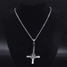 Omgekeerde Kruis Occult Pentagram Ketting Omgekeerde Kruis Gotische Satan Kettingen Satan Sieraden Cruz Invertida