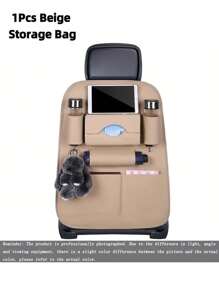 1 件 PU 皮革悬挂优质汽车座椅靠背收纳袋旅行配件踢脚垫后座保护垫和杯架支架通用座椅套，超大容量汽车收纳袋 SUV，多功能节省空间专家，3 种型号可供选择（标准型、托盘、垃圾桶） - 彩色 - 查看 20
