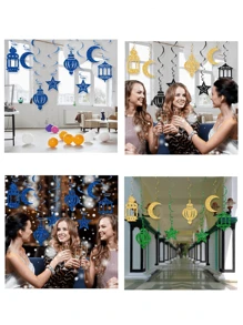 Set Of Star Moon Lantern Spiral String Lights, Festival Party Decoration, Suitable As Gift For Relatives And Friends