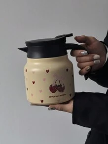 1 件 800 毫升草莓心形图案不锈钢双层保温咖啡/茶壶，适用于办公室、餐厅、客厅、户外、圣诞节、母亲节、情人节礼物水瓶 - 彩色 - 查看 14