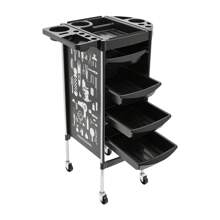 SHIOUCY Friseurwagen,Salonwagen Salon Rollwagen mit 5 ausziehbaren Schubladen Faltbarer Beauty Friseurwagen 5 Schubladen SPA Faltbare Salon Rollwagen - Schwarz - Übersicht 8