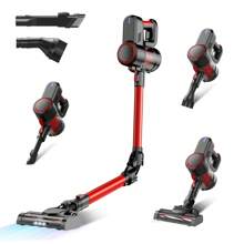 TEXOUS 无绳吸尘器，带 LED 灯的家用直立式吸尘器，圣诞特别版，家居圣诞礼物，独立式，4000mAh 电池，多功能配件，轻便吸尘器，适用于硬木地板地毯宠物毛发 - 美規A型插(110-127V) - 查看 13