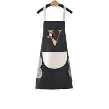 1pc Household Apron Waterproof Oilproof Can Wipe Hands Kitchen Work Clothes Fashion Initial Letter Print Men And Women Home Cooking Cleaning Apron Unisex Sleeveless Apron - Black - View 15