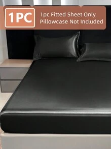 1 pièce Drap-housse satin, linge de lit, drap-housse, surmatelas, housse de lit douce et agréable pour la peau, linge de lit doux et confortable pour la chambre à coucher, protège-matelas unicolore, drap-housse, drap de lit en soie à poche profonde, drap de lit soyeux pour lit une place, lit double, lit queen, lit king, sans taie d'oreiller, linge de lit pour la fête de l'indépendance, cadeaux de literie, lavage en machine