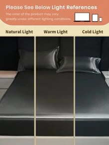 1 pièce Drap-housse satin, linge de lit, drap-housse, surmatelas, housse de lit douce et agréable pour la peau, linge de lit doux et confortable pour la chambre à coucher, protège-matelas unicolore, drap-housse, drap de lit en soie à poche profonde, drap de lit soyeux pour lit une place, lit double, lit queen, lit king, sans taie d'oreiller, linge de lit pour la fête de l'indépendance, cadeaux de literie, lavage en machine