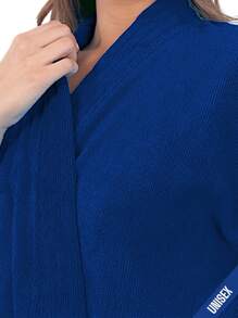 UNISEX WIDE AND LONG BATHROBE EXCELLENT ABSORPTION WITH RIBBON AND POCKETS - 寶藍色 - 查看 6