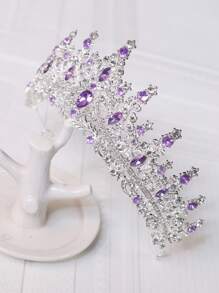 1pc Elegant Purple Bridal Crown For Women - Alloy Material, No Feather, Suitable For Birthday Party And Gift