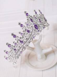 1pc Elegant Purple Bridal Crown For Women - Alloy Material, No Feather, Suitable For Birthday Party And Gift
