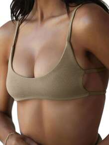 2021 Fashion Sexy Backless Tank Top Running Fitness Yoga Shirts Women Sleeveless Hollow Out Vest Crop Top Sportswear Streetwear - Caqui - Ver 3