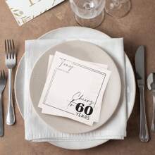 20/50/100/200/500pcs Personalized Birthday Napkins, 3-Ply Custom Napkins For Anniversary Party, Disposable Beverage/Dessert Napkins For Table Decorations, Milestone Birthday Party Decor,Personalized Party Napkins - White - View 2