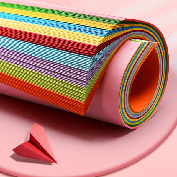 100 hojas A4 (8.26 * 11.69 pulgadas) de papel de colores para origami, papel para fotocopias, recortes de papel, manualidades, para desarrollar habilidades, útiles escolares, de vuelta a la escuela