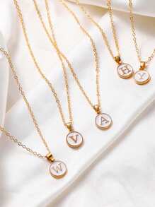 1pc Gold Name Initial Pendant Necklace, A-Z Option, Suitable For Daily Wear