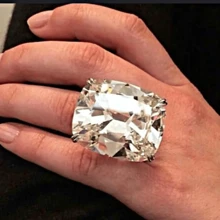 Exaggerated Ring Silver Plated Inlaid Large Square Zirconia Stunning Party Accessory Dazzling Jewelry For Female Proposal Ring