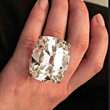 Exaggerated Ring Silver Plated Inlaid Large Square Zirconia Stunning Party Accessory Dazzling Jewelry For Female Proposal Ring