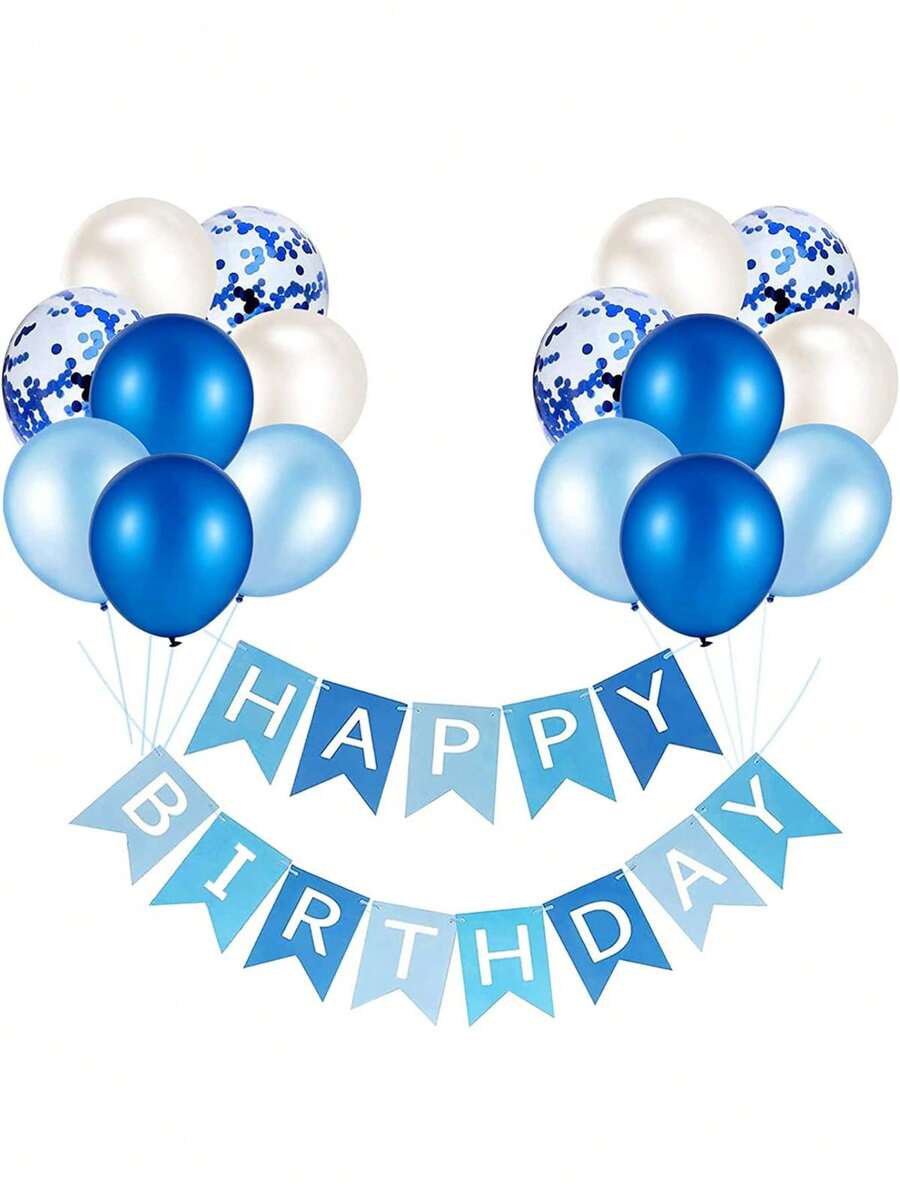 Happy Birthday Banner Bunting Party Decorations Confetti Latex Balloon Party Banners For Birthday Banner Decorations, Christmas