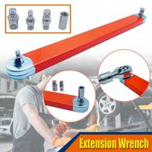 橙色偏置延长扳手，紧伸延长扳手套装，带 1/2"、1/4" 和 3/8" 方形驱动适配器，适用于小地方的通用延长扳手