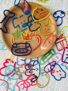 60 piezas de pegatinas de dibujos animados de líneas simples de colores, pegatinas decorativas para cuadernos, tabletas, álbumes de recortes, diarios, DIY patineta, guitarra, casco, taza, caja de almacenamiento, útiles escolares de vuelta a la escuela - Multicolor - Ver 6