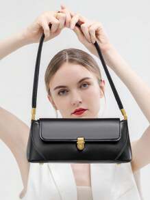 新款法式时尚女士腋下包，复古简约法棍包，高品质百搭女士单肩包 - 黑色 - 查看 10