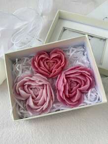 1 pieza Molde en forma de corazón y flor, molde de silicona para hacer jabón perfumado con flor de rosa hecho a mano, resina, yeso o vela