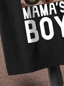 Conjunto de top de manga corta con estampado gráfico de paisaje y shorts tejidos para niño preadolescente