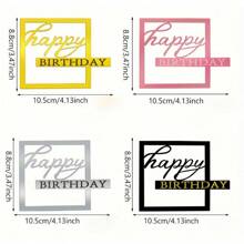 Decoración/Adorno para pastel de cumpleaños de acrílico con la frase "Feliz Cumpleaños", de forma rectangular, adecuado para pasteles con estilo INS para comercio transfronterizo - Oro rosa rectangular - Ver 1