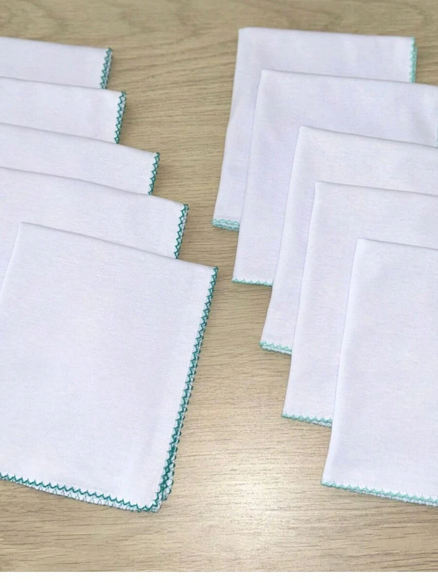 Kit C/ 10 Fraldas de boca ( Babetes)  De Malha branca  dupla com bico de Picueta