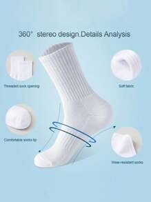 5 Pairs/Sets Of Men's Spring And Summer Solid Color Crew Socks Combination Suitable For Daily Use In The Gym, Fall