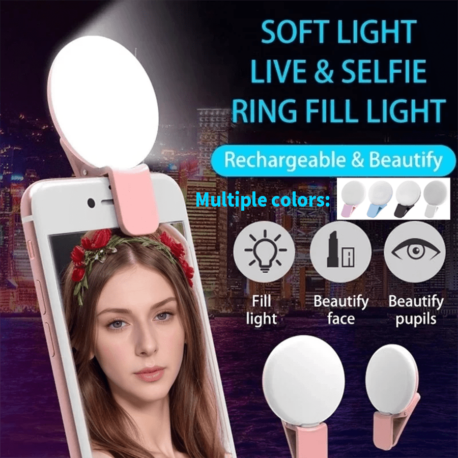 Pocket LED Selfie Light Compatible With IPhone IPad Laptop Mini Ring Flash Fill Light Video Photo Ringlight Photography Clip Lamp